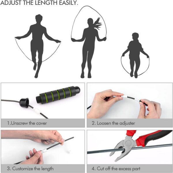 Jump Rope, Tangle-Free Rapid Speed Jumping Rope Cable with Ball Bearings for Women, Men, and Kids, Adjustable Steel Jump Rope Workout with Foam Handles for Fitness, Home Exercise & Slim Body