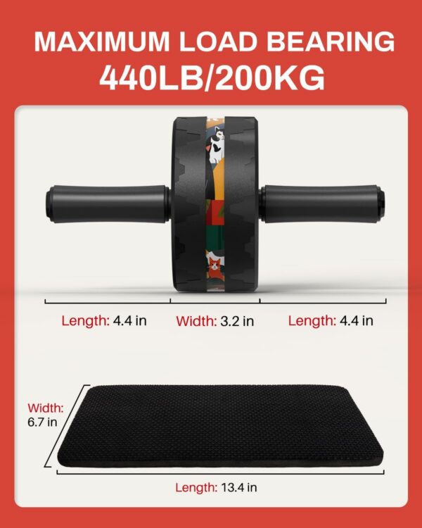 VINSGUIR Ab Roller Wheel, Abs & Core Workout Equipment for Home Gym with Knee Pad Accessories, Abdominal Wheel for Full-body Strength Training