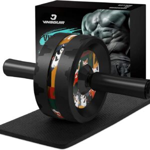 VINSGUIR Ab Roller Wheel, Abs & Core Workout Equipment for Home Gym with Knee Pad Accessories, Abdominal Wheel for Full-body Strength Training