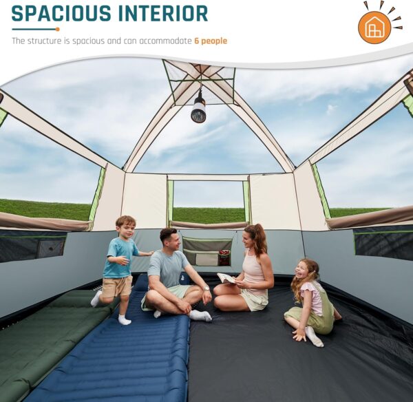 Tents for Camping 6/10 Person Camping Tent with Screen Porch, Weatherproof Large Cabin Tent with Rainfly and Carry Bag, Family Tent for Outdoor Camping and Backyard