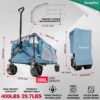 SUNNYFEEL 49''L 550lbs Heavy Duty Wagon Cart Foldable with Wheels,Extra Long Fold Up Wagons Carts with Side Pocket and Brakes for Camping Sports Garden Shopping (Blue)