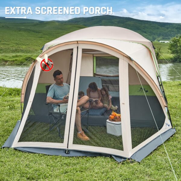 Tents for Camping 6/10 Person Camping Tent with Screen Porch, Weatherproof Large Cabin Tent with Rainfly and Carry Bag, Family Tent for Outdoor Camping and Backyard
