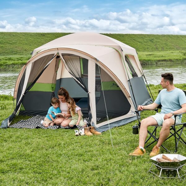 Tents for Camping 6/10 Person Camping Tent with Screen Porch, Weatherproof Large Cabin Tent with Rainfly and Carry Bag, Family Tent for Outdoor Camping and Backyard